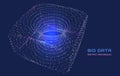 Abstract futuristic data massiv with hole from grid connecting color circles. Torus hole in array databox. Concept visualization Royalty Free Stock Photo