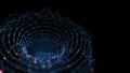 Abstract futuristic data torus from noisy grid glowing dots connecting lines. Big Data. Concept visualization for technology, Royalty Free Stock Photo