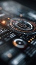 Abstract Futuristic Digital Interface With Glowing Orange Accents And Data Visualization Royalty Free Stock Photo