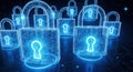 Abstract futuristic digital padlocks representing secure data and network protection concepts Royalty Free Stock Photo
