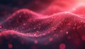 Abstract futuristic digital wave. Red, magenta bokeh effect background. Modern tech, data flow, digital design concept. Particle Royalty Free Stock Photo