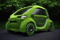 Abstract Futuristic Electric ecologic car. Sustainable and clean energy with zero CO2 emission for green environmental concept.