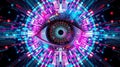 Abstract futuristic eye with circuit board, concept of technology, surveillance, and AI Royalty Free Stock Photo