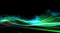 futuristic flow of green light in waves symbolic for sustainable and renewable energy Royalty Free Stock Photo