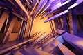 Violet and orange contrast abstract tech background. Futuristic room modern design made with generative AI Royalty Free Stock Photo