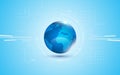 Abstract futuristic global network digital technology blue globe design innovation concept background
