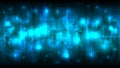 Abstract futuristic glowing cyberspace with binary code matrix blue background with digits, cloud of big data Royalty Free Stock Photo