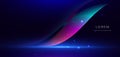 Abstract futuristic glowing lines neon blue and pink light ray on dark blue background with lighting effect