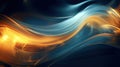 Abstract futuristic gold and blue glowing neon waves background. Neon color palette