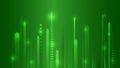 Abstract futuristic green background with glowing vertical lines and light particles, representing digital energy, data streams, Royalty Free Stock Photo