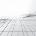 Abstract Futuristic Grid Landscape with Digital Particles Data Flow and Light Horizon Royalty Free Stock Photo