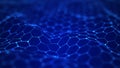 Abstract futuristic hexagon background. Big data visualization. Digital dynamic wave. 3D rendering Royalty Free Stock Photo