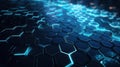 Abstract futuristic hexagonal grid pattern with glowing blue light effects isolated on white background Royalty Free Stock Photo