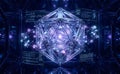 Futuristic Icosahedron Core: Abstract Quantum Computing, Artificial Intelligence, and Technological Innovation Royalty Free Stock Photo