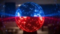 Digital Duality Sphere: Red and Blue Energy Network Royalty Free Stock Photo