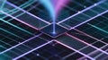Futuristic Central Processor Illuminating Neon Light Data Paths on an Abstract Digital Circuit Board Grid for AI, Big Data, and Royalty Free Stock Photo