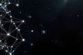 Abstract futuristic network pattern. Interconnected nodes, lines form complex geometric structure. Visualizes digital