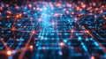 Abstract futuristic network visualization glowing nodes and connecting lines data communication Royalty Free Stock Photo