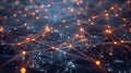 Abstract futuristic network visualization glowing nodes and connecting lines data communication Royalty Free Stock Photo