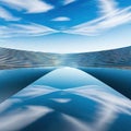 abstract futuristic northern panoramic fantastic scenery with calm geometric glossy chrome infinity shape