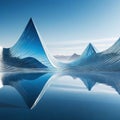 abstract futuristic northern panoramic fantastic scenery with calm geometric glossy chrome infinity shape