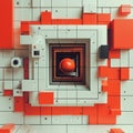 Abstract Futuristic Portals in Blocky Design
