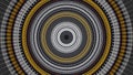 Abstract futuristic scan for a target with blinking yellow and white rings. Animation. Flashing colorful circles sending