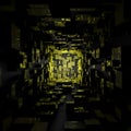 Abstract Futuristic Sci Fi Dark Yellow Light Room Background Wallpaper Royalty Free Stock Photo