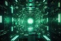 abstract futuristic scifi tunnel corridor with glowing lights 3d rendering, Futuristic Metaverse Tunnel with Polygon Shapes and