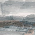 Abstract futuristic sketch landscape with silhouette of mountains and cloudy sky