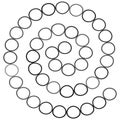 Abstract futuristic spiral maze, pattern template for children`s games, white Circles Black contour isolated on white background. Royalty Free Stock Photo