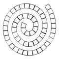 Abstract futuristic spiral maze, pattern template for children`s games, white squares Black contour isolated on white background. Royalty Free Stock Photo