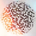 Abstract futuristic surface hexagon pattern with colorful light. 3D Rendering. Realistic geometric mesh cells