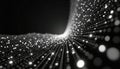 Abstract futuristic tech background. Dynamic digital data stream with glowing dots. Pattern suggests complex data flow