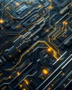 Abstract Futuristic Technological Circuit Board with Glowing Lines