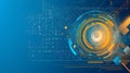 Abstract Futuristic Technology Background with Blue Orange Circles and Royalty Free Stock Photo