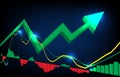 Futuristic technology background of MACD oscillator market graph volume indicator