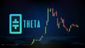 Futuristic technology background of THETA Token Price graph Chart coin digital cryptocurrency