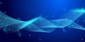Abstract futuristic technology concept. Gradient digital blue background with wave lines and plexus lines of big data analysis Royalty Free Stock Photo