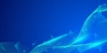 Abstract futuristic technology concept. Gradient digital blue background with wave lines and plexus lines of big data analysis Royalty Free Stock Photo