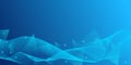 Abstract futuristic technology concept. Gradient digital blue background with wave lines and plexus lines of big data analysis Royalty Free Stock Photo