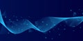 Abstract futuristic technology concept. Gradient digital blue background with wave lines and plexus lines of big data analysis Royalty Free Stock Photo