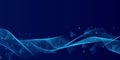 Abstract futuristic technology concept. Gradient digital blue background with wave lines and plexus lines of big data analysis Royalty Free Stock Photo