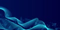 Abstract futuristic technology concept. Gradient digital blue background with wave lines and plexus lines of big data analysis Royalty Free Stock Photo