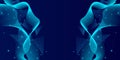 Abstract futuristic technology concept. Gradient digital blue background with wave lines and plexus lines of big data analysis Royalty Free Stock Photo