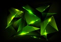 Abstract futuristic technology concept with green polygonal pattern and glow lighting on dark background Royalty Free Stock Photo