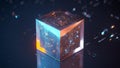 Abstract futuristic technology cube 3D render Royalty Free Stock Photo