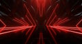 Futuristic abstract tunnel with glowing red neon geometric lines and reflections corridor Royalty Free Stock Photo