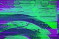 Abstract futuristic urban purple, green, pink motion glitch effect background Royalty Free Stock Photo