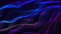 Abstract futuristic wave background. Network connection dots and lines. Digital background. 3d Royalty Free Stock Photo